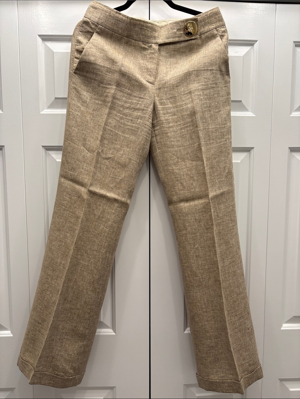 GUC Tory Burch Camel Coloured 100% Linen Trousers